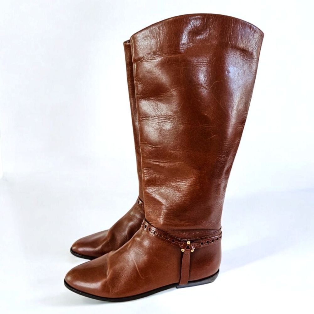 Etienne Aigner Vintage Alexis Brown Leather Harness Equestrian Riding Boots 7